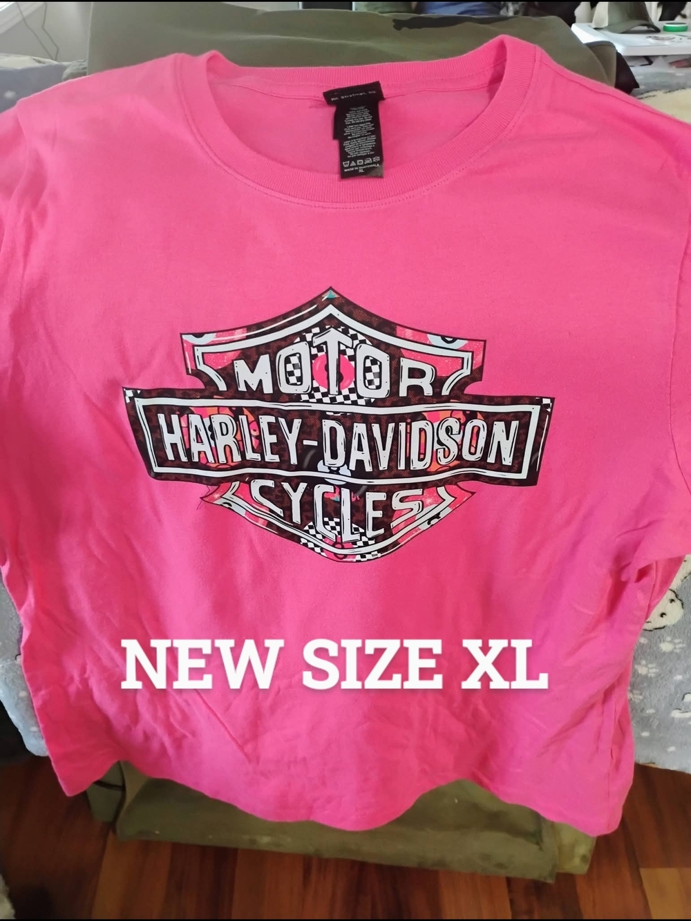 Harley-Davidson Women's Pink Short Sleeve Tee with Black & White Logo